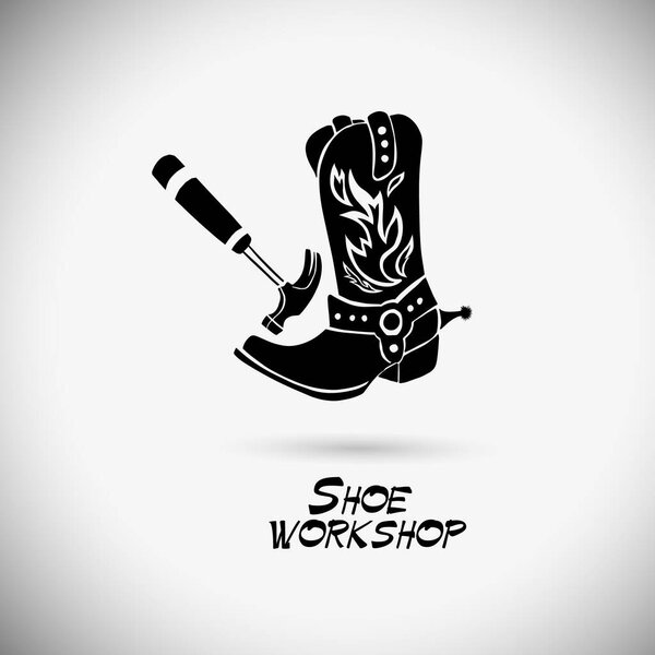 Shoemaker logo template. Shoe repair vector design. Shoe workshop. Vector illustration