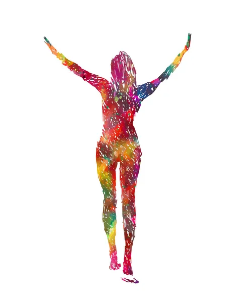 Silueta de una hermosa chica multicolor eclosionando. Ilustración vectorial — Archivo Imágenes Vectoriales