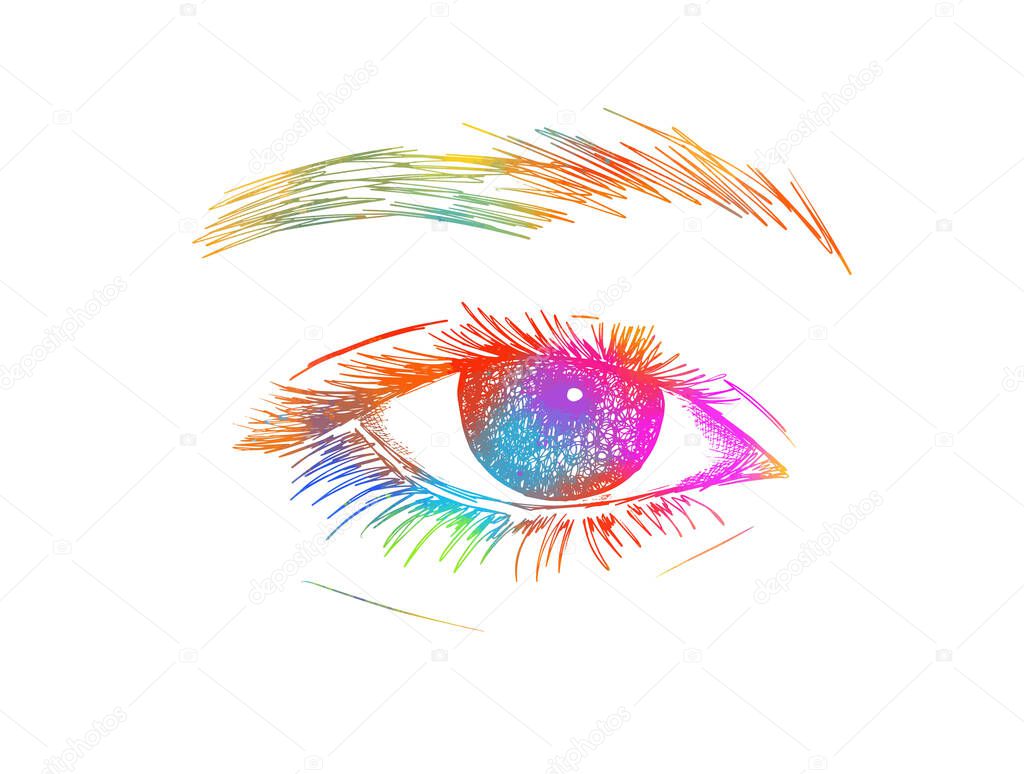 Handmade multicolored eye. Vector illustration