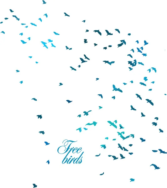 Ένα σμήνος από μπλε πουλιά. Εικονογράφηση διανύσματος — Διανυσματικό Αρχείο
