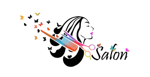Vektor Illustration der Frau Schönheitssalon. Logo-Vorlage für die Mädchen. — Stockvektor