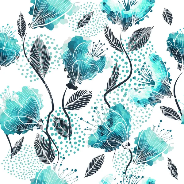 Nahtloser Hintergrund Aquarellblumen Vektorillustration — Stockvektor