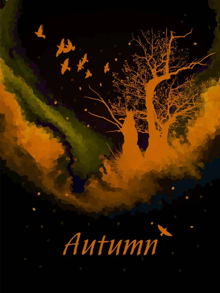 Autumn Abstract Landscape Vector Illustration — Stock Vector