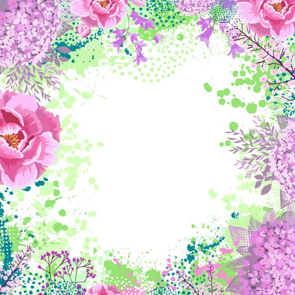 Rahmen aus schönen Blumen. Vektorillustration — Stockvektor