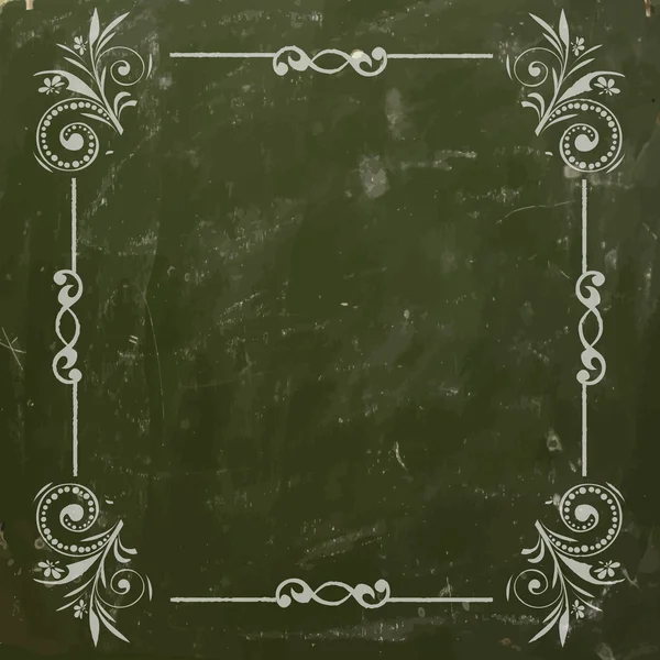 Floral frame met krijt op blackboard — Stockvector