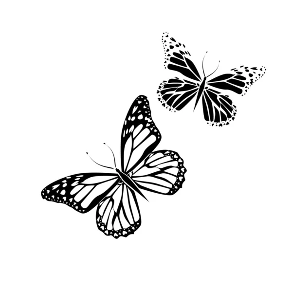 Mariposas negras voladoras — Vector de stock