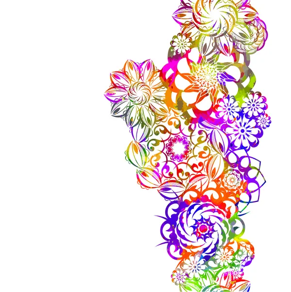 Arco iris acuarela fondo floral — Vector de stock