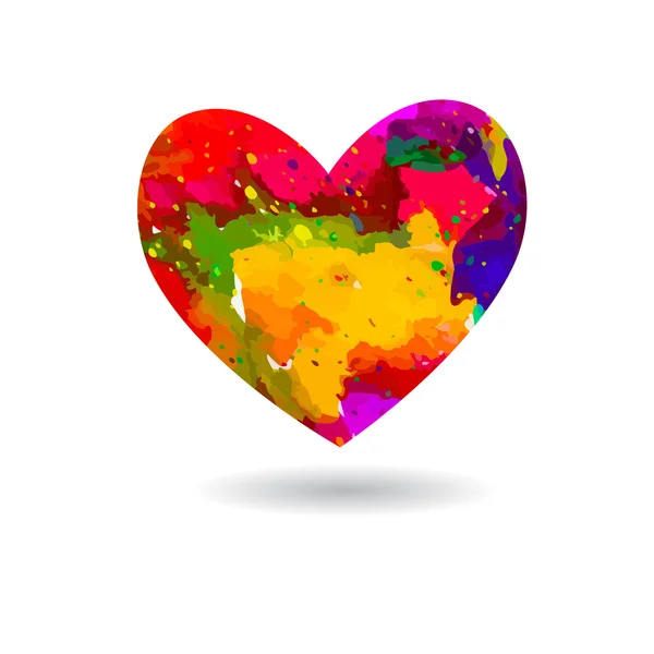 Яскраве барвисте акварельне серце — стоковий вектор