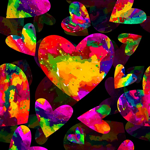 Coeur aquarelle coloré lumineux — Image vectorielle