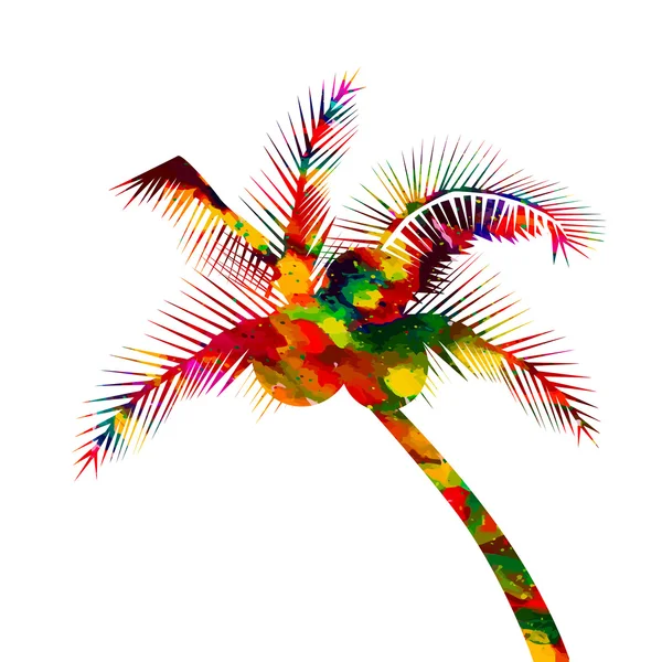 Sulu Boya parlak palmiye ağacı — Stok Vektör