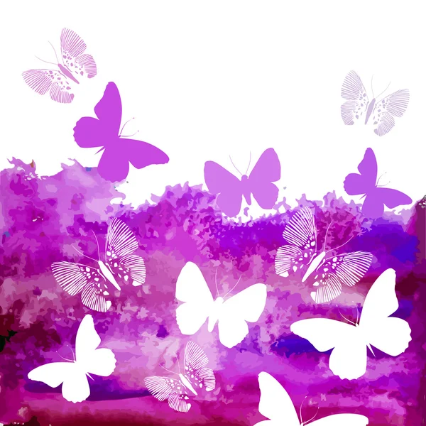 Purple background with butterflies — Stock Vector