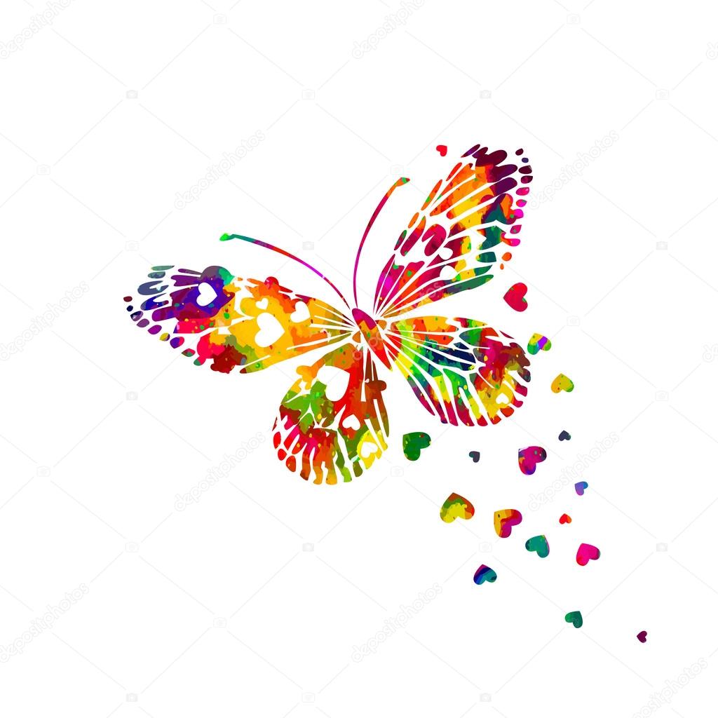 Colorful abstract watercolor butterfly