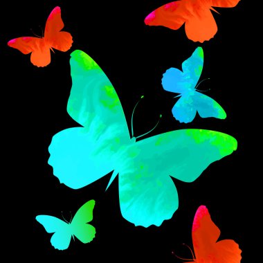 siluetleri uçan kelebekler