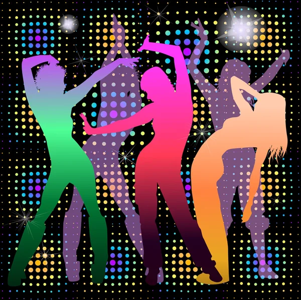 Dancing People Silhouettes — Stock Vector