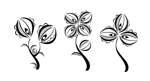 Mano flores dibujadas conjunto — Vector de stock