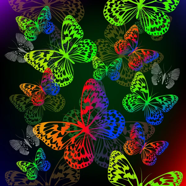 Mariposas siluetas voladoras — Vector de stock