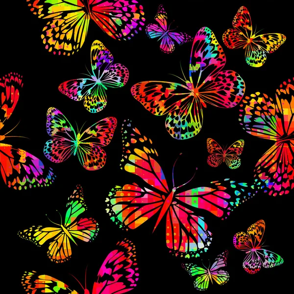 Mariposas siluetas voladoras — Vector de stock