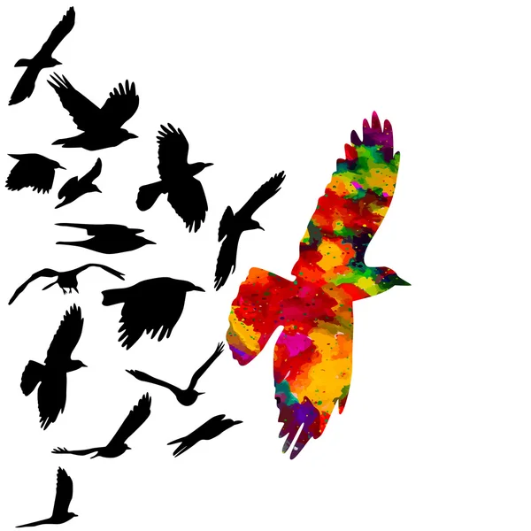 Troupeau d'oiseaux volants — Image vectorielle