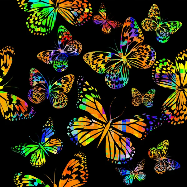 Vlinders vliegen silhouetten — Stockvector