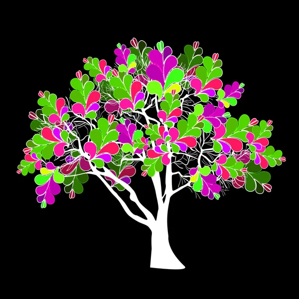 Цветущее дерево с листьями — стоковый вектор