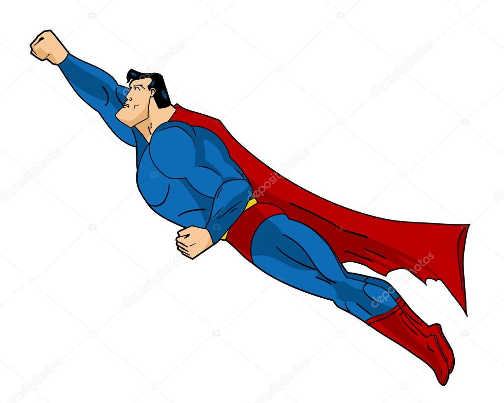 Vector Flying Superhero Illustraation. Icon action cartoon colored style.  Comic book element design Stock Vector Image by ©Designer_things #118394024