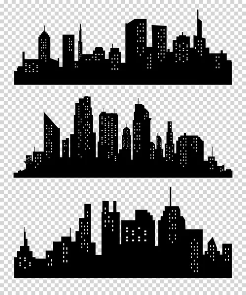 Conjunto de ciudades vectoriales silueta — Vector de stock