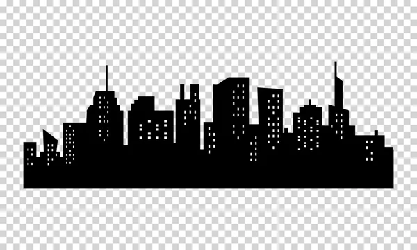 Silueta en blanco y negro del horizonte de la gran ciudad . — Vector de stock