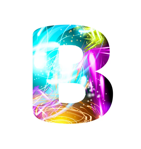 Glowing Light effect neon Font. Color Design Text Symbols. Shiny letter B — Stock Vector