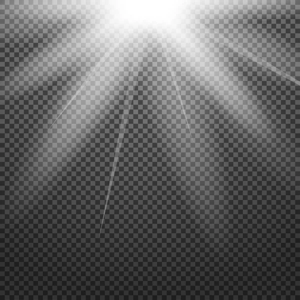 Brilhante sunburst de raios de sol sobre o fundo abstrato da luz do sol e transparência. Ilustração vetorial . —  Vetores de Stock