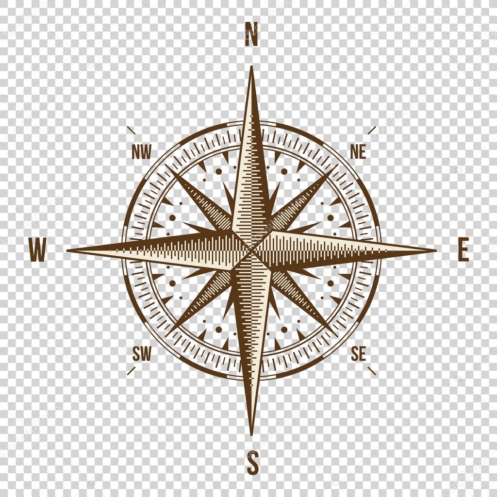 Vector Compass. High Quality Illustration. Old Style. Wind Rose Simple Style Isolated
