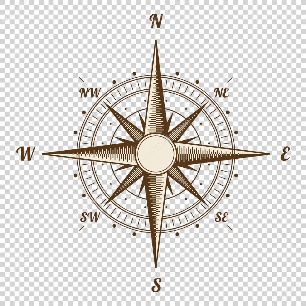 Vector Compass. Height Quality Illustration. Old Style. Wind Rose Simple Style Isolated