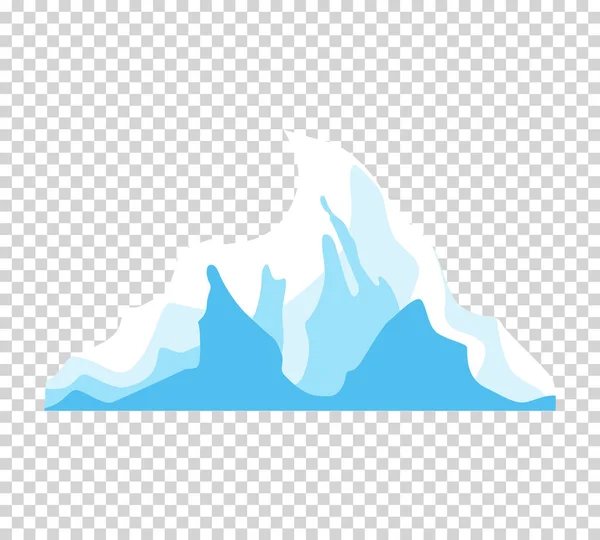 Iceberg. iceberg flotante de dibujos animados. Iceberg a la deriva o agua congelada aislada del océano, montaña cristalina con nieve sobre fondo transparente. Icicle en el mar o el océano, invierno y tema frío — Archivo Imágenes Vectoriales