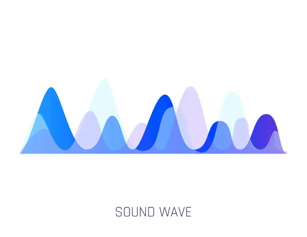 Színes hanghullám. Audio digitális kiegyenlítő technológia, zenei impulzus vektor Illusztráció. Hangvonal hullámforma vagy hangerő szint szimbólum. Hajlított rádióhullám — Stock Vector