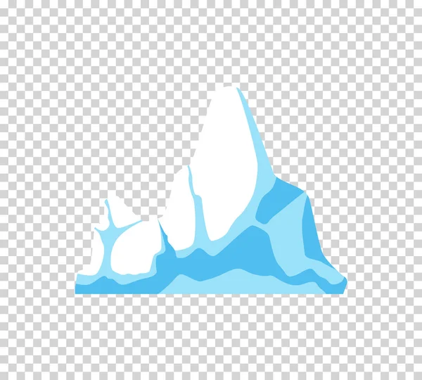 Iceberg. iceberg flotante de dibujos animados. Iceberg a la deriva o agua congelada aislada del océano, montaña cristalina con nieve sobre fondo transparente. Icicle en el mar o el océano, invierno y tema frío — Vector de stock