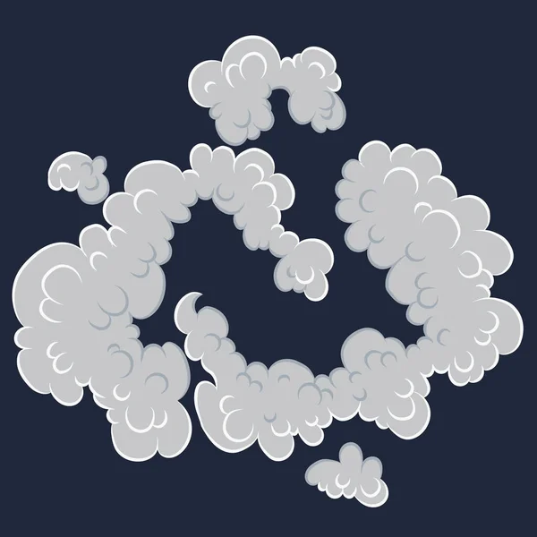 Взрыв. Мультипликационная бомба взрывается эффектом дыма. Комическая векторная иллюстрация. Элемент Clipart для игры, печати, рекламы, меню или веб-дизайна — стоковый вектор