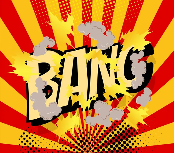 Affiche de bande dessinée wth cadre explosion de dessin animé. Boom dessin de bannière comique. Illustration vectorielle dessinée main. Bannière drôle colorée dans le style de bande dessinée et pop art — Image vectorielle