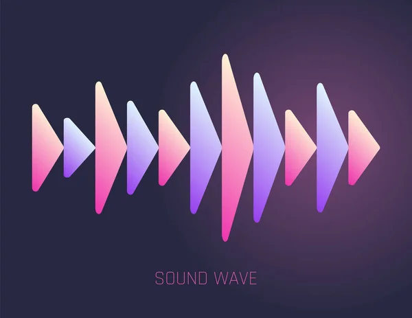 Onda de som colorida. Tecnologia equalizador digital de áudio, vetor de pulso musical Ilustração. Forma de onda da linha de voz ou símbolo de nível de volume. Onda de rádio curva — Vetor de Stock