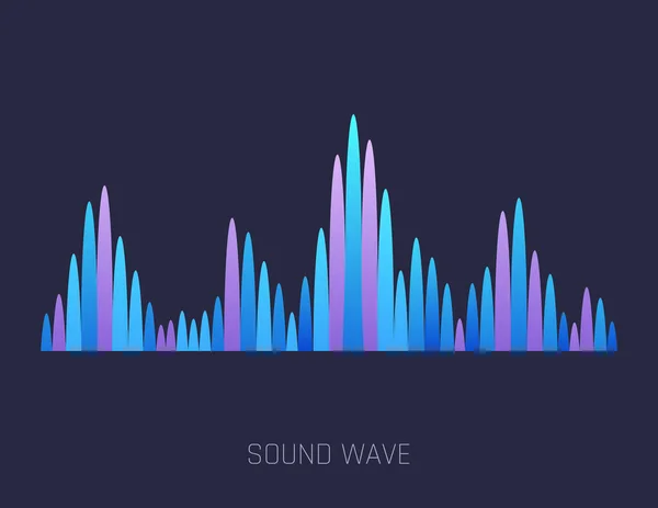 Onda de som colorida. Tecnologia equalizador digital de áudio, vetor de pulso musical Ilustração. Forma de onda da linha de voz ou símbolo de nível de volume. Onda de rádio curva — Vetor de Stock