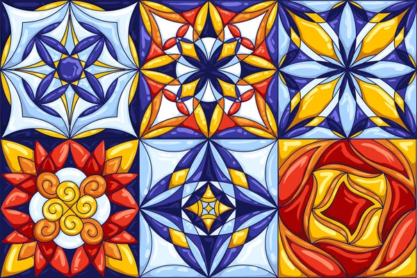 Keramisches Fliesenmuster. Dekorative abstrakte Hintergrund. Traditionelle mexikanische Talavera, portugiesische Azulejo oder spanische Majolika — Stockvektor