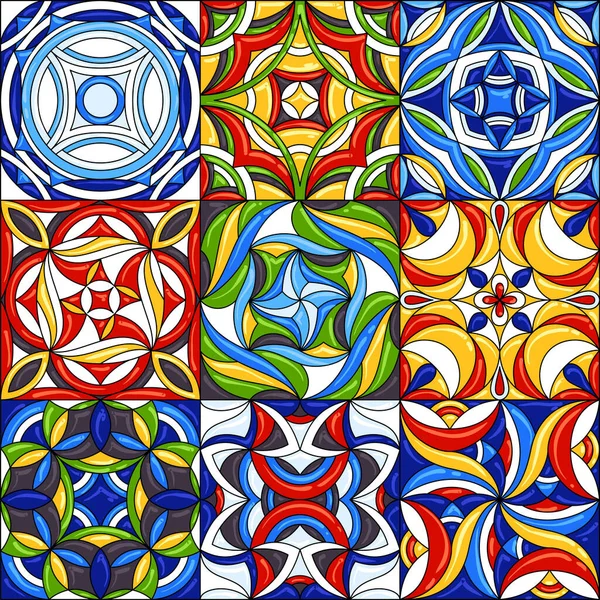 Uppsättning keramiska plattor mönster. Underbara sömlösa mönster. Kan användas för tapet mönster fyller webbsida bakgrund eller yta texturer — Stock vektor