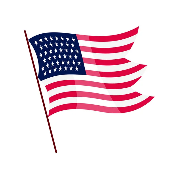 Zwaaiende vlag. Amerikaanse vlag op witte achtergrond. Nationale vlag zwaaiend symbool. Onderdeel banner ontwerp — Stockvector