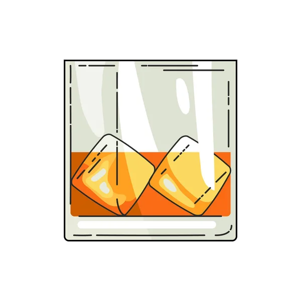 Glas whisky met ijs geïsoleerd op transparante ondergrond. Realistisch vectorglas met rookwhisky en ijs geïsoleerd. Glas en drank — Stockvector