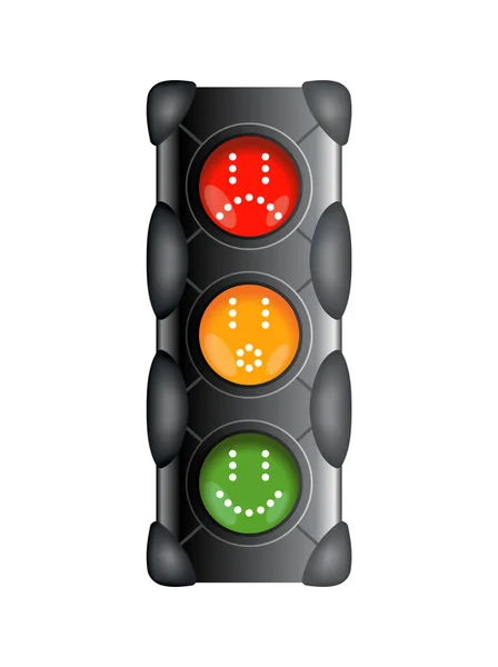 Semáforo com cor vermelha, amarela e verde. Ilustração vetorial plana isolada sobre fundo branco — Vetor de Stock