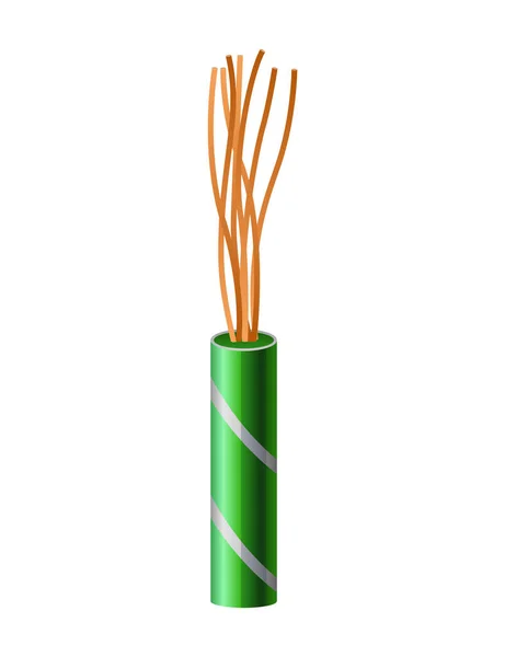 Cabo de cobre eléctrico. Fio eléctrico. Ligação de energia cabo de alimentação em colorido realista para a rede. Elemento principal dos trabalhos de instalação eléctrica — Vetor de Stock