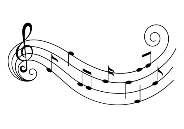 Музыкальные ноты на кольях. Музыкальный коллектив черных замечает символы в закругленном стиле углов. Абстрактный ряд музыкальных нот и аккордов. Векторная нотация — стоковый вектор