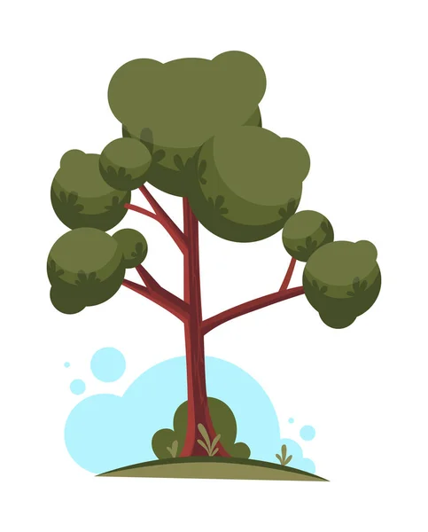 Grüner Baum mit Ästen und Blättern. Sommer Hintergrundelement. Vektorflache Cartoon-Illustration — Stockvektor