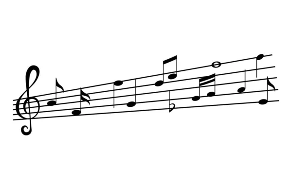 Hudební noty na tyčích. Hudební štáb černé noty symboly v monochromatickém stylu. Abstraktní řada hudebních not a akordů. Vektorový hudební zápis — Stockový vektor