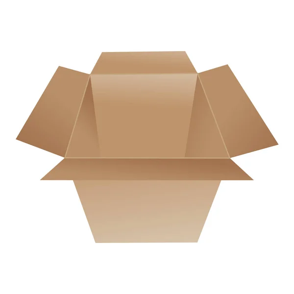 Boks yap. Karton kutu maketi. Posta kutusu. Kahverengi geri dönüşüm karton dağıtım kutusu veya posta paketi, beyaz arkaplanda izole edilmiş gerçekçi vektör illüstrasyonu — Stok Vektör