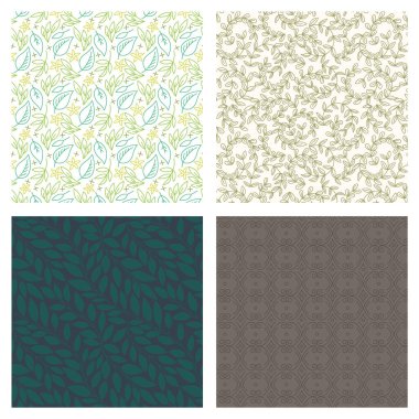 Kusursuz arka planların soyut moda tasarımı koleksiyonu. Vektör organik baskı kalıpları. Grafik tasarımı tekrarlanıyor. Modern tarz dokular. Pastel kumaş örtüsü