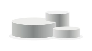 Podyum gerçekçiliği. Şov odası kaidesi, zemin sahne platformu vektörü izole edilmiş model. 3D gerçekçi, merdivenleri olan boş bir podyum. Ürün, tanıtım satışı veya sunum için vitrin kavramı